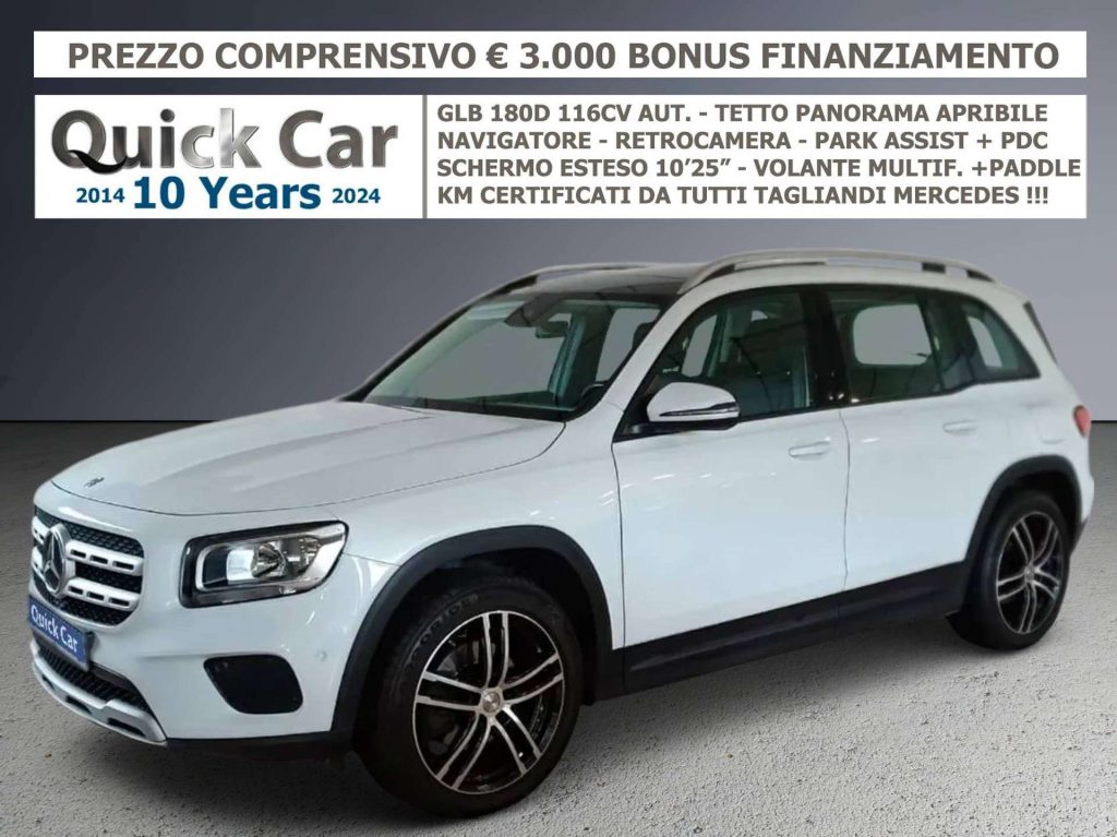 Mercedes-Benz GLB 180  D,TETTO APRIBILE,RETROCAMERA,NAVIGATORE,CERCHI DA 19,SCHERMO 10.25,TAGLIANDI MERCEDES, SOTTOCOSTO PER RINNOVO PARCO AUTO!